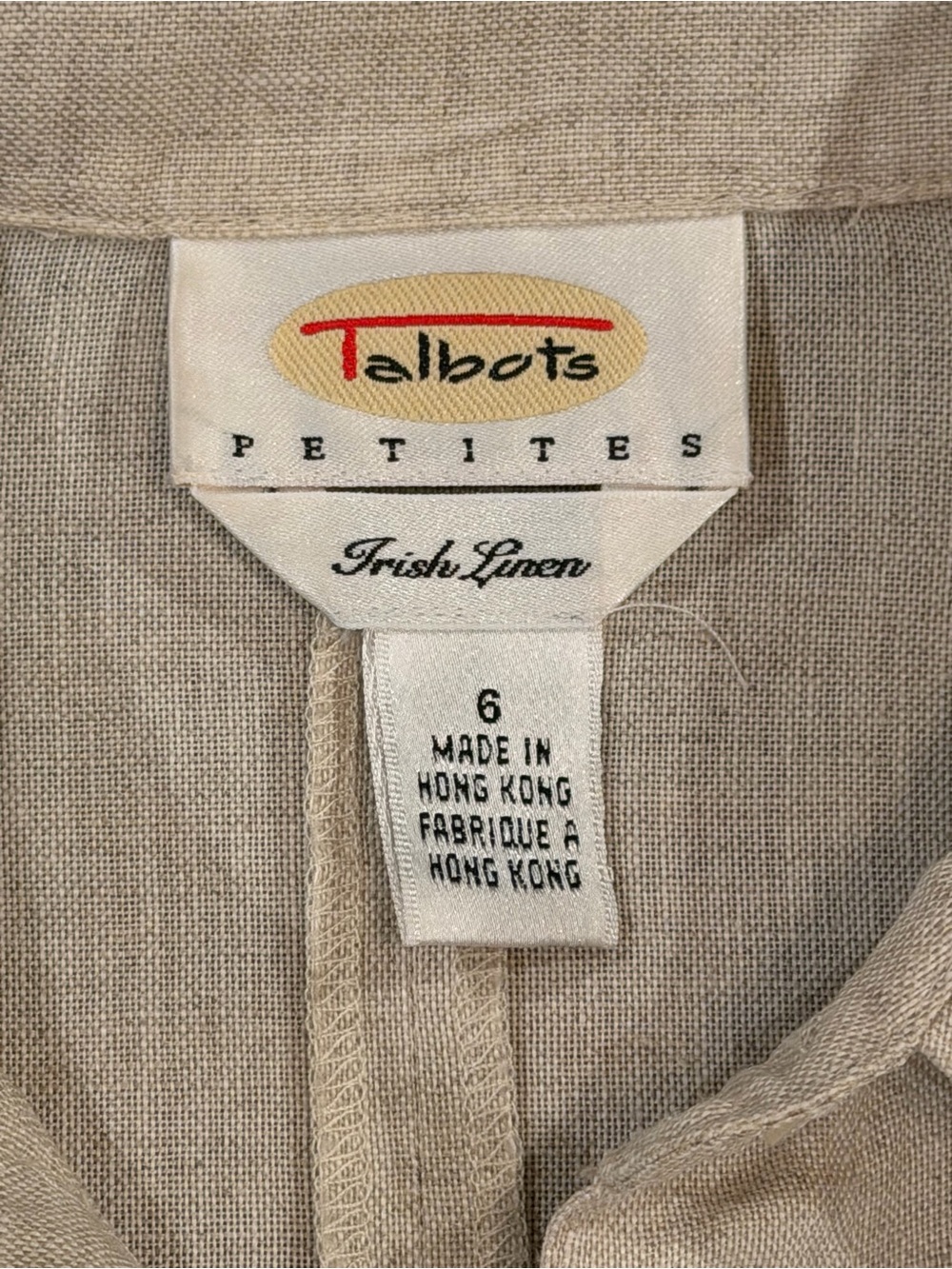 Talbots Neutral Beige Linen-Blend Button-Down Shirt - Picture 2 of 7